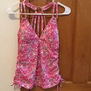Cupshe pink plunging boho tankini top & high rise bottom set